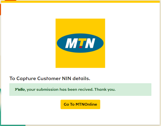 MTN Capture Customer NIN Details