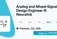 Neuralink Analog and Mixed-Signal IC Design Engineer- salary between $149,613—$179,020 USD (Fremont, California, United States) Apply Now